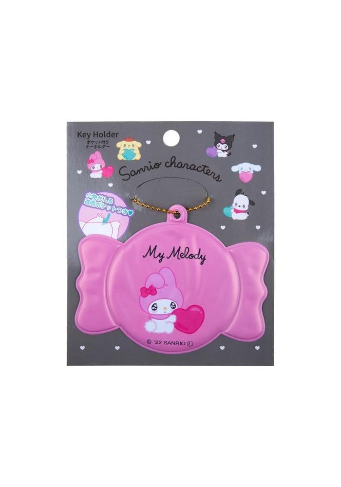 Daiso Sanrio Character Key Holder with Pocket | Pink | Cute Multi-Use Keychain & Mini Storage Pouch - Image 1